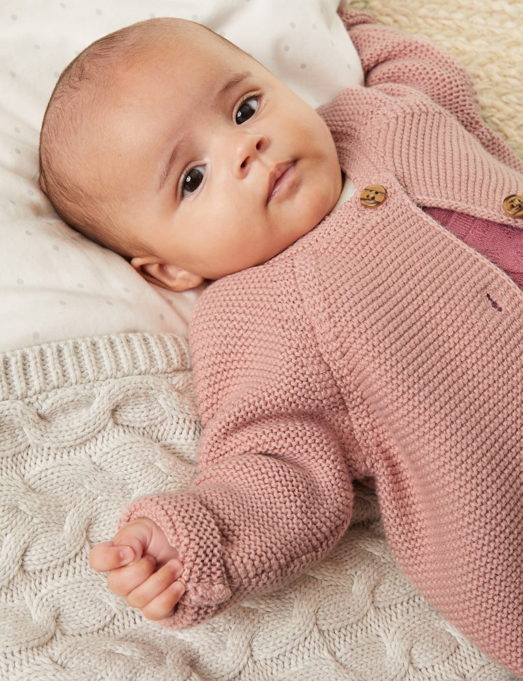 Pink knitted clearance cardigan baby