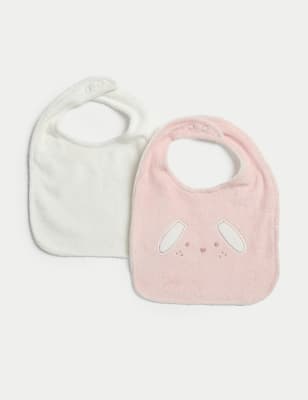 

Girls M&S Collection 2pk Cotton Rich Bunny Dribble Bibs - Light Pink Mix, Light Pink Mix