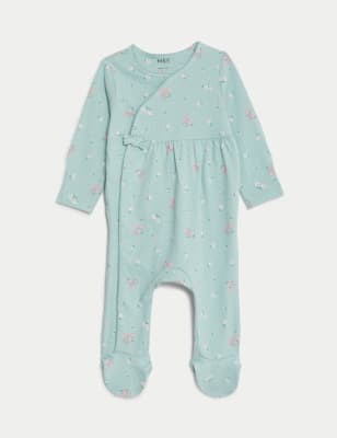 

M&S Collection Pure Cotton Floral Sleepsuit (7lbs-1 Yrs) - Teal Mix, Teal Mix