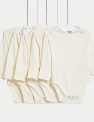 5pk Pure Cotton Bow Bodysuits (6½lbs-3 Yrs)