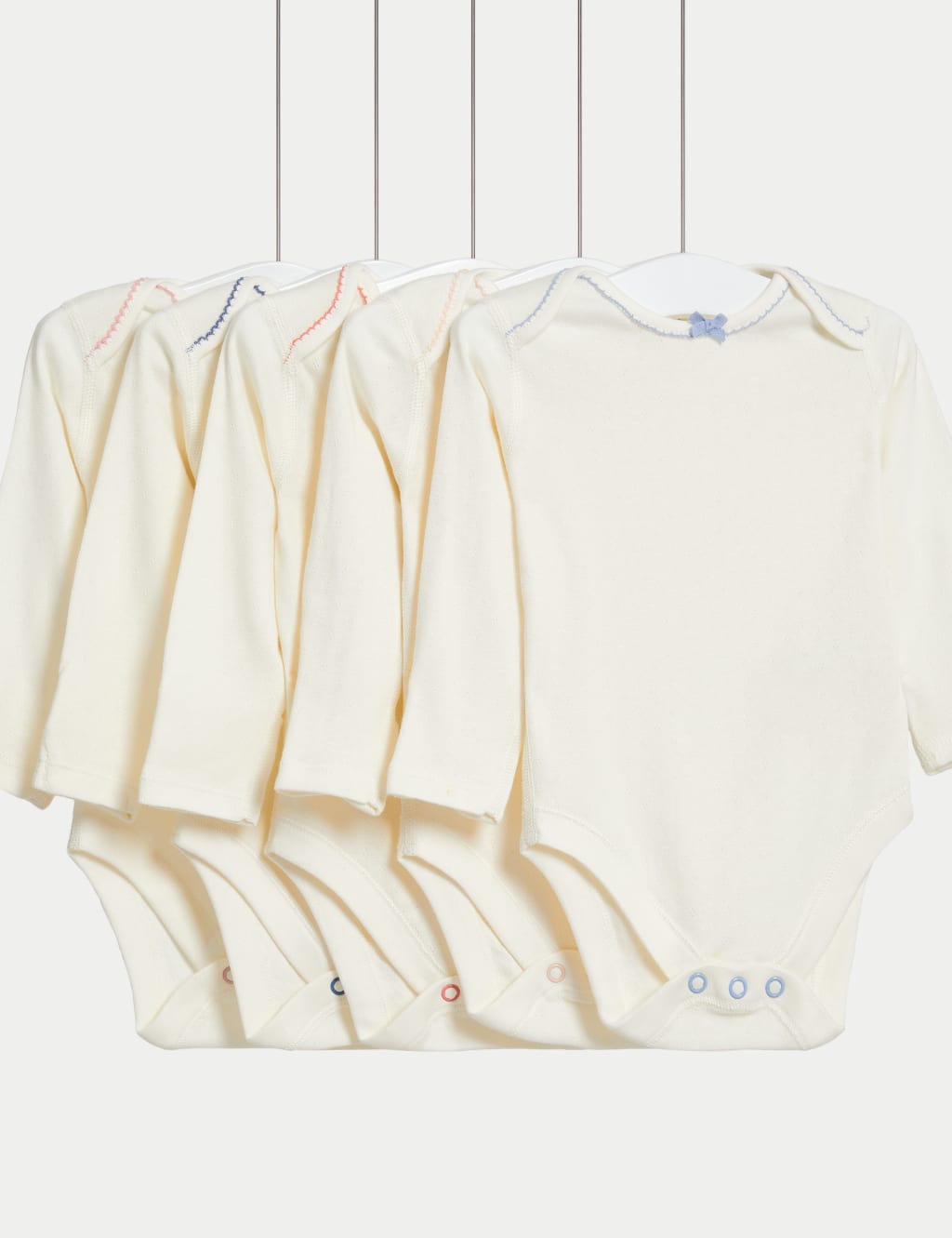 5pk Pure Cotton Bow Bodysuits (6½lbs-3 Yrs) image 1