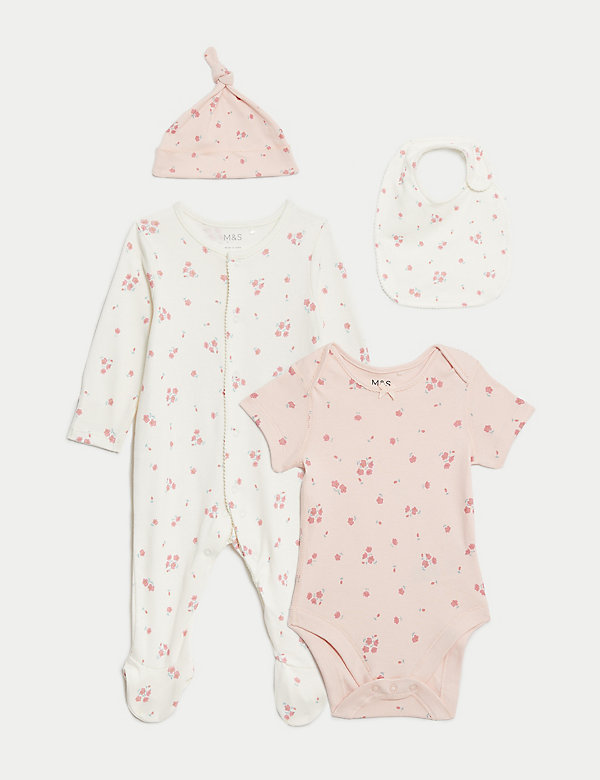4pc Pure Cotton Floral Starter Set (7lbs-1 Yrs) - OM