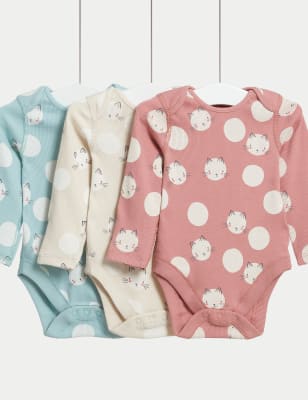 

Girls M&S Collection 3pk Cotton Rich Cat Spot Bodysuits (6½lbs - 3 Yrs) - Multi, Multi