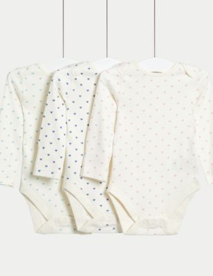 

Girls M&S Collection 3pk Pure Cotton Heart Print Bodysuits (0-3 Yrs) - White Mix, White Mix