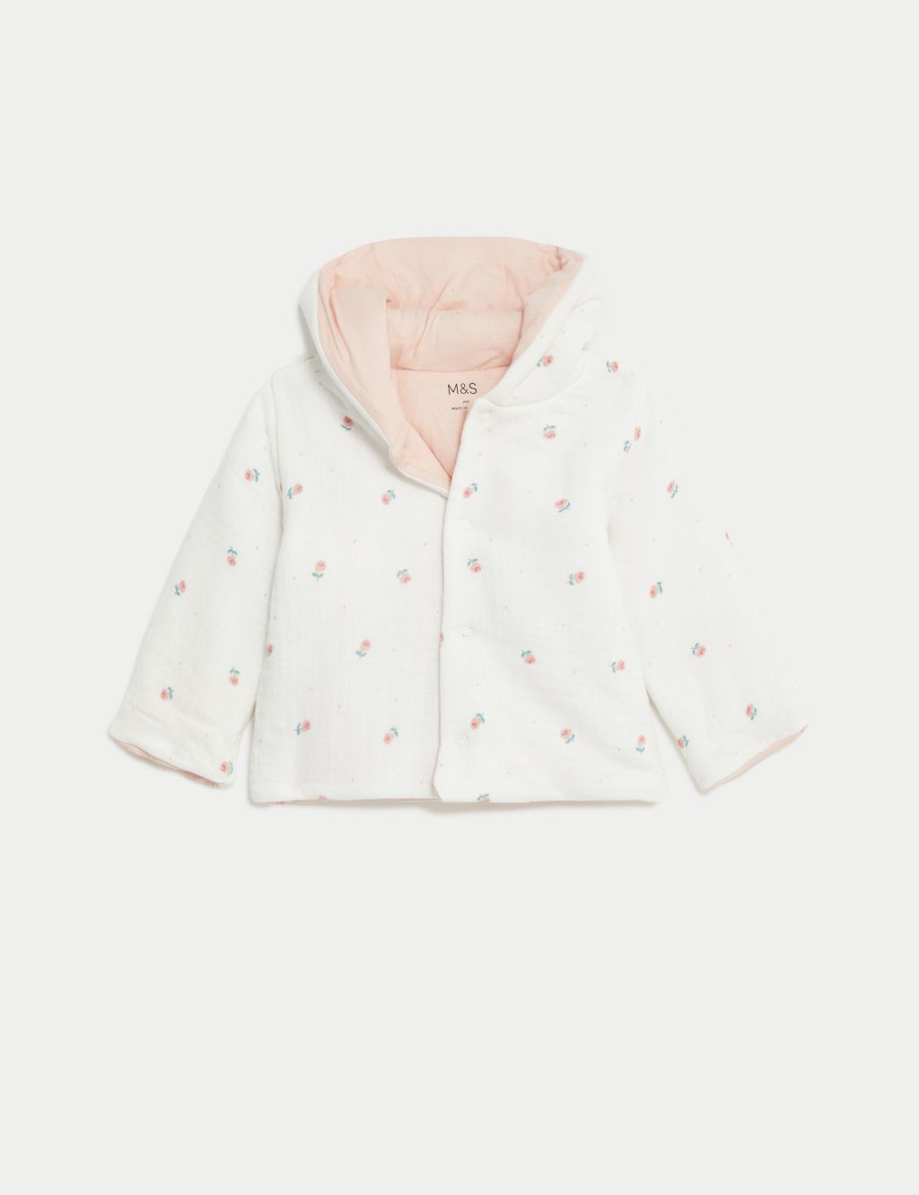Pure Cotton Floral Hooded Jacket (7lbs-1 Yrs) image 2