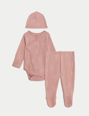 3pc Pure Cotton Bunny Outfit (7lbs-1 Yrs)