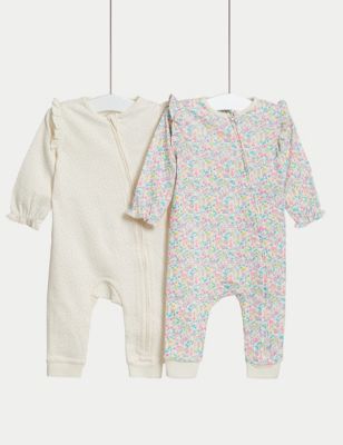 2pk Pure Cotton Patterned Sleepsuits (6½lbs - 3 Yrs)