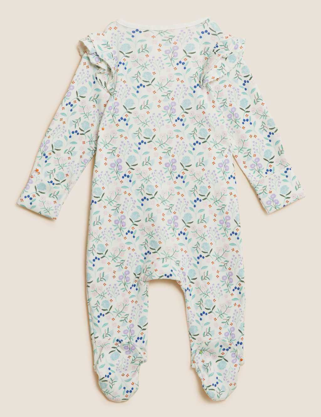 2pk Pure Cotton Floral Frill Sleepsuits (0-3 Yrs) image 4