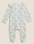 2pk Pure Cotton Floral Frill Sleepsuits (0-3 Yrs)