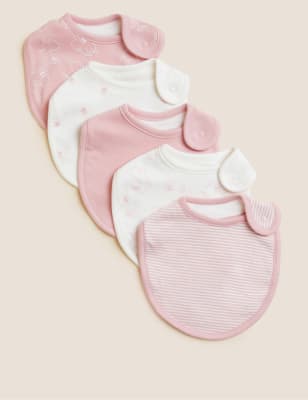 

Girls M&S Collection 5pk Cotton Rich Printed Dribble Bibs - Pink Mix, Pink Mix