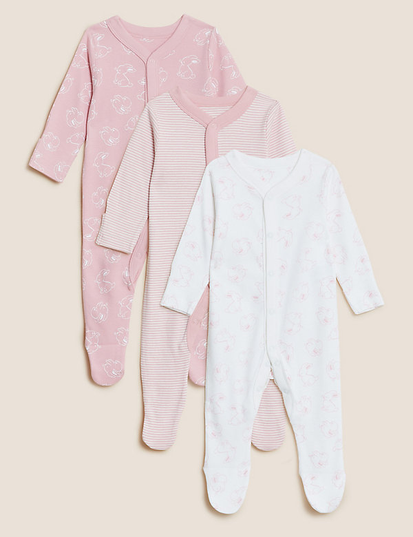 3pk Pure Cotton Printed Sleepsuits (5lbs-3 Yrs) - CH