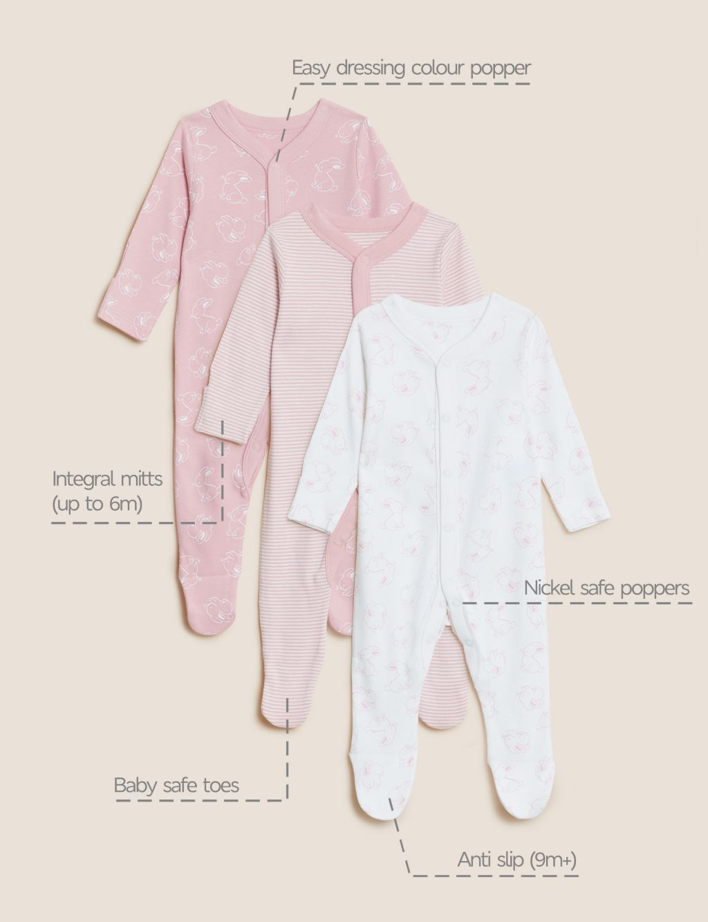 3pk Pure Cotton Printed Sleepsuits (5lbs - 3 Yrs) image 10