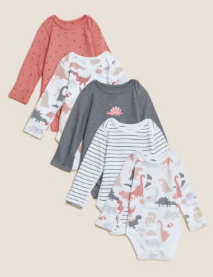 

M&S Collection 5er-Pack Bodys aus reiner Baumwolle mit Dinosauriermuster (6 kg - 3 Jahre) - Multi, Multi