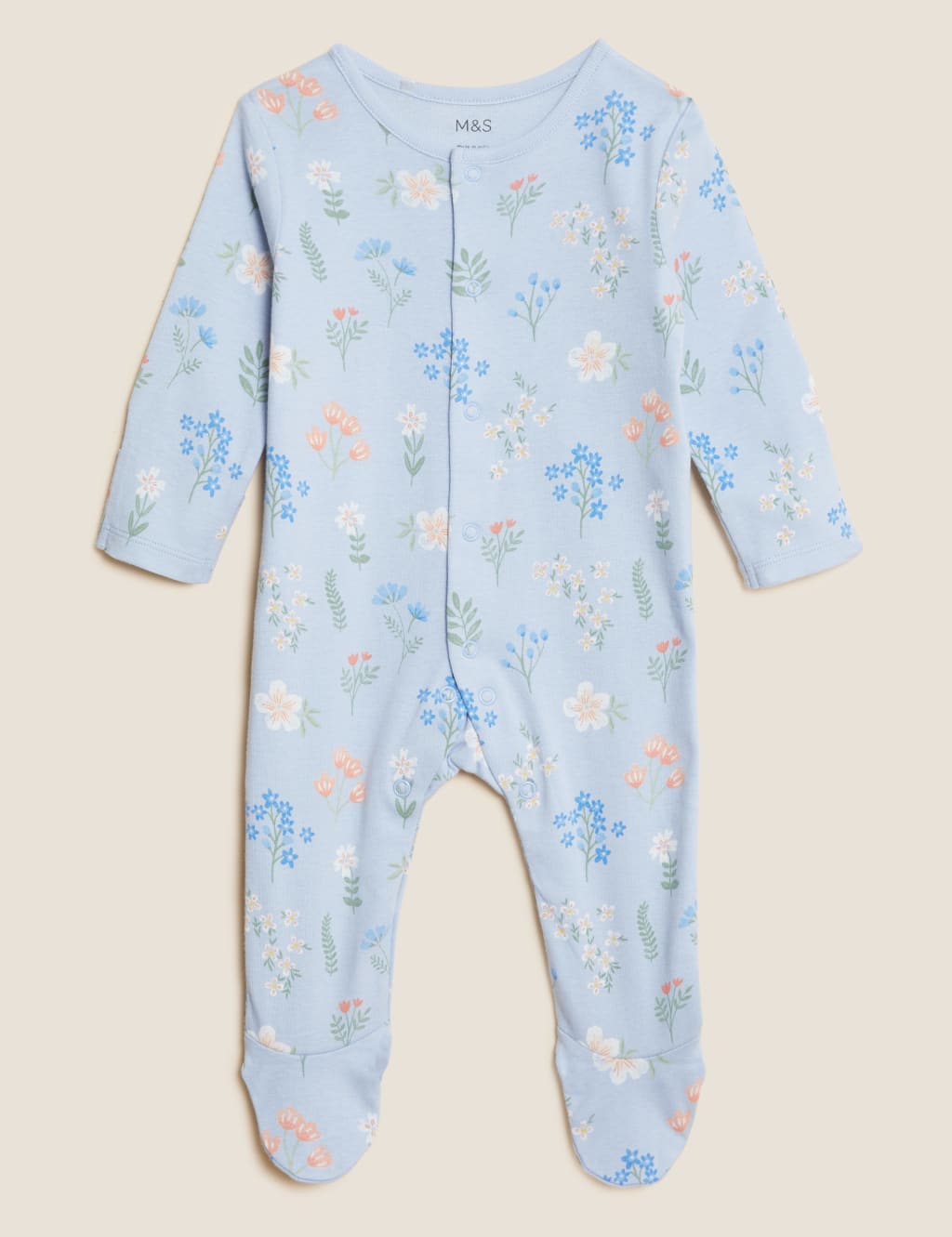 3pk Pure Cotton Floral Sleepsuits (0-3 Yrs) image 4