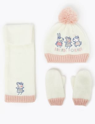 Ensemble moufles, bonnet et &eacute;charpe enfant &agrave; motif Peppa Pig&trade; (du 6&nbsp;mois au 6&nbsp;ans)