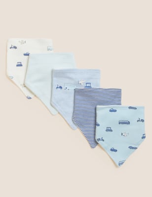 

Boys M&S Collection Cotton Rich Transport Print Dribble Bibs - Blue Mix, Blue Mix