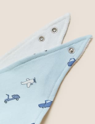 

Boys M&S Collection Cotton Rich Transport Print Dribble Bibs - Blue Mix, Blue Mix