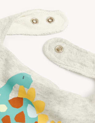 

Boys M&S Collection 2pk Pure Cotton Dinosaur Dribble Bibs - Grey Mix, Grey Mix
