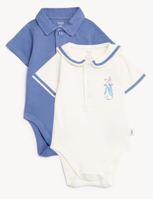 2pk Pure Cotton Peter Rabbit™ Bodysuits (0-3 Yrs) - UA