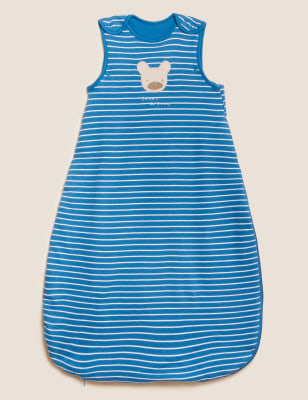 

M&S Collection Gestreifter Schlafsack aus reiner Baumwolle mit Tog-Wert 1,5 (0-36 M.) - Blue Mix, Blue Mix