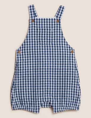 

Boys M&S Collection 2pc Pure Cotton Checked Dungarees Outfit (7lbs - 12 Mths) - Turquoise Mix, Turquoise Mix