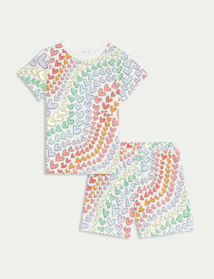 

M&S Collection Pijama 100% algodón con estampado de corazones adaptable (1-16 años) - White, White