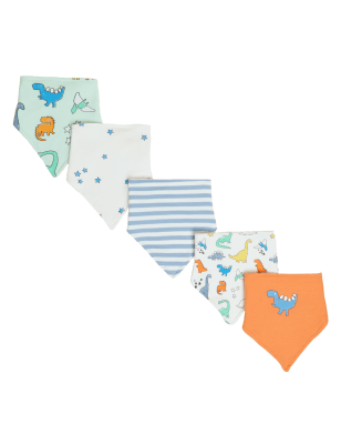 

Boys 5pk Cotton Rich Dinosaur Dribble Bibs - Green Mix, Green Mix