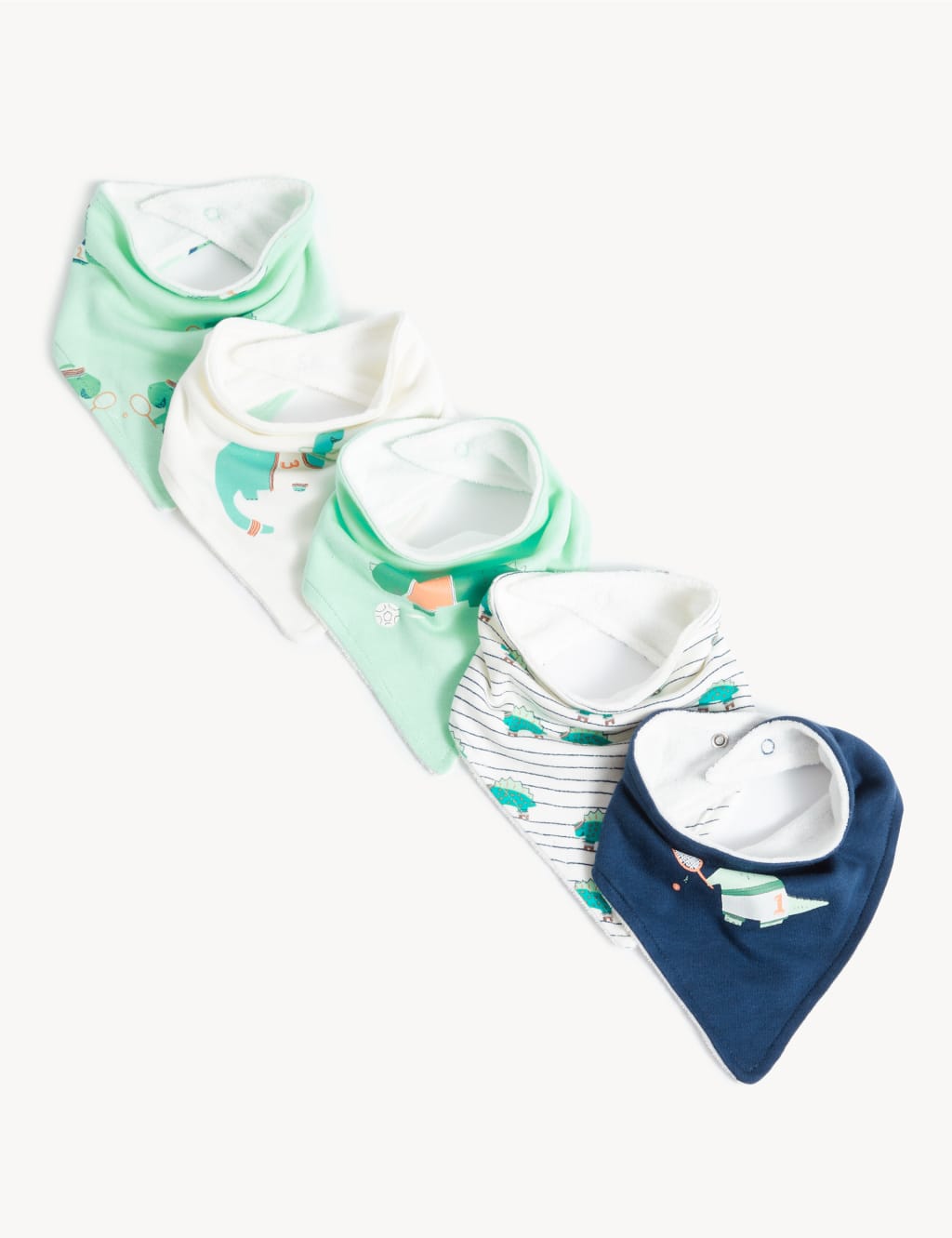 5pk Cotton Rich Dinosaur Dribble Bibs image 1
