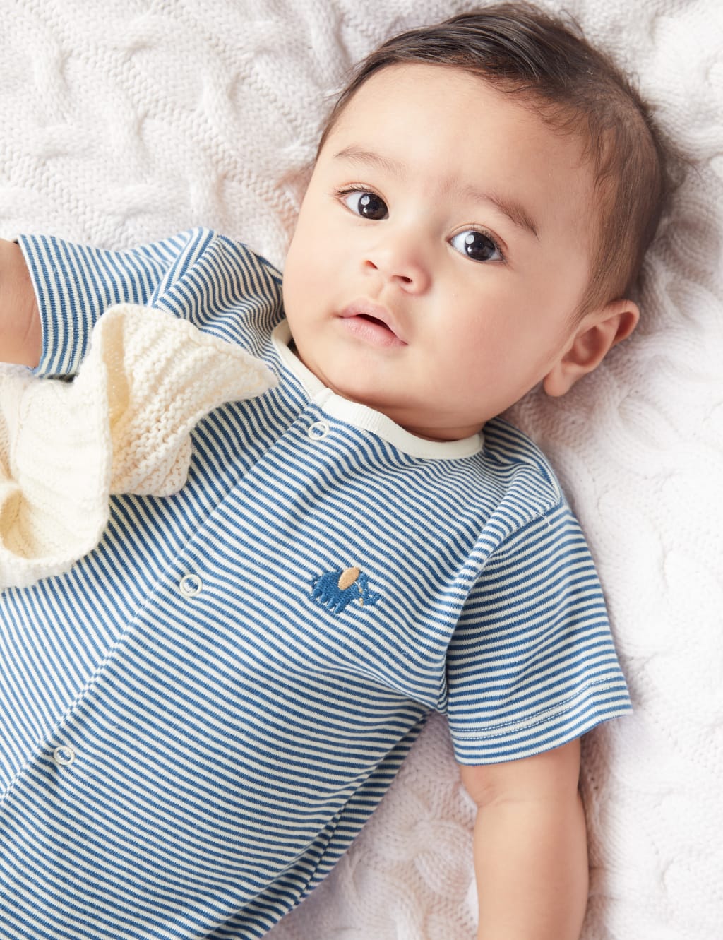 Pure Cotton Striped Romper (0-12 Mths) image 1