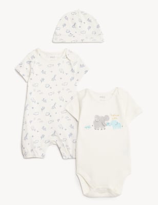 

Boys M&S Collection 3pc Pure Cotton Animal Print Outfit (0-12 Mths) - Ivory Mix, Ivory Mix