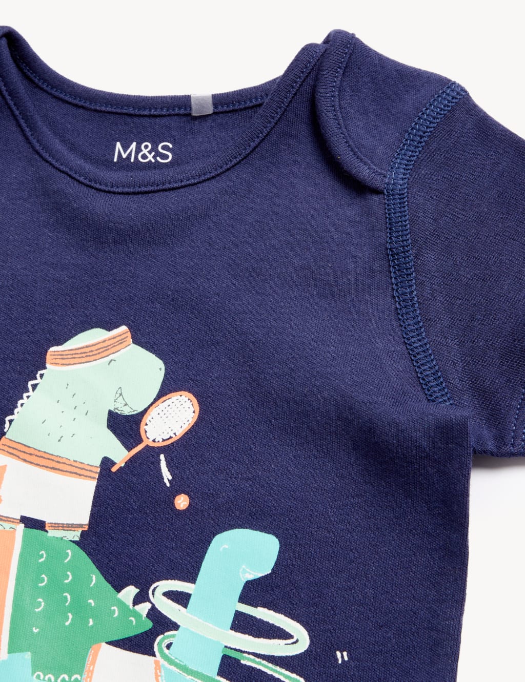 3pk Pure Cotton Dinosaur Bodysuits (0-3 Yrs) image 5