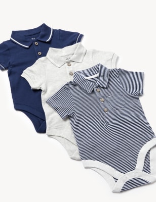 

Boys M&S Collection 3pk Pure Cotton Bodysuits (6½lbs-3 Yrs) - Indigo Mix, Indigo Mix