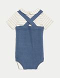 2pc Pure Cotton Knitted Dungaree Outfit (0-12 Mths)