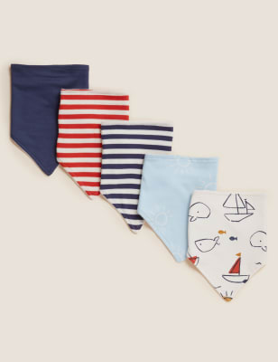 

Boys M&S Collection 5pk Cotton Printed Dribble Bibs - Multi, Multi