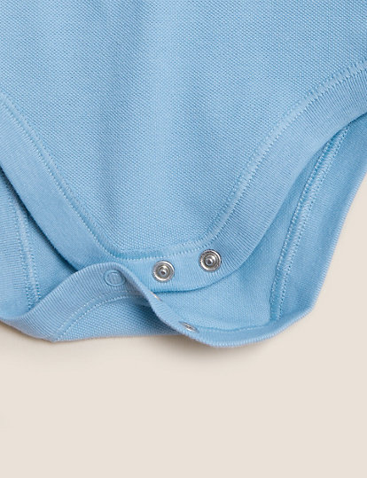 3pk Pure Cotton Polo Collar Bodysuits (0-3 Yrs)