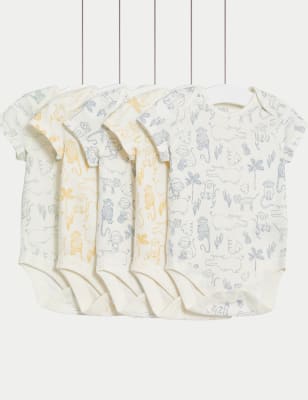 5pk Pure Cotton Animal Bodysuits (0-3 Yrs)