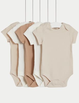 M&S Boys 5pk Pure Cotton Bodysuits (6lbs-3 Yrs) - TINY - Multi, Multi