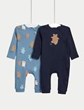 Pack de 2 pijamas para bebé de algodón con diseño de osos (6½&nbsp;lbs-3&nbsp;años)