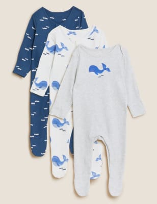 3pk Pure Cotton Printed Sleepsuits (61/2 lbs - 3 Yrs)