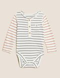 3pk Pure Cotton Striped & Plain Bodysuits (6½lbs-3 Yrs)