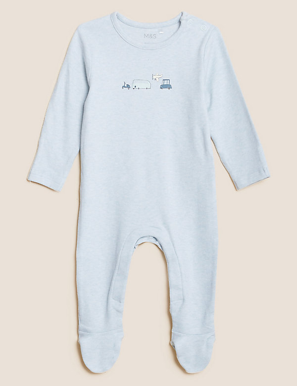 3pk Pure Cotton Transport Sleepsuits (61/2lbs - 3 Yrs) - IT