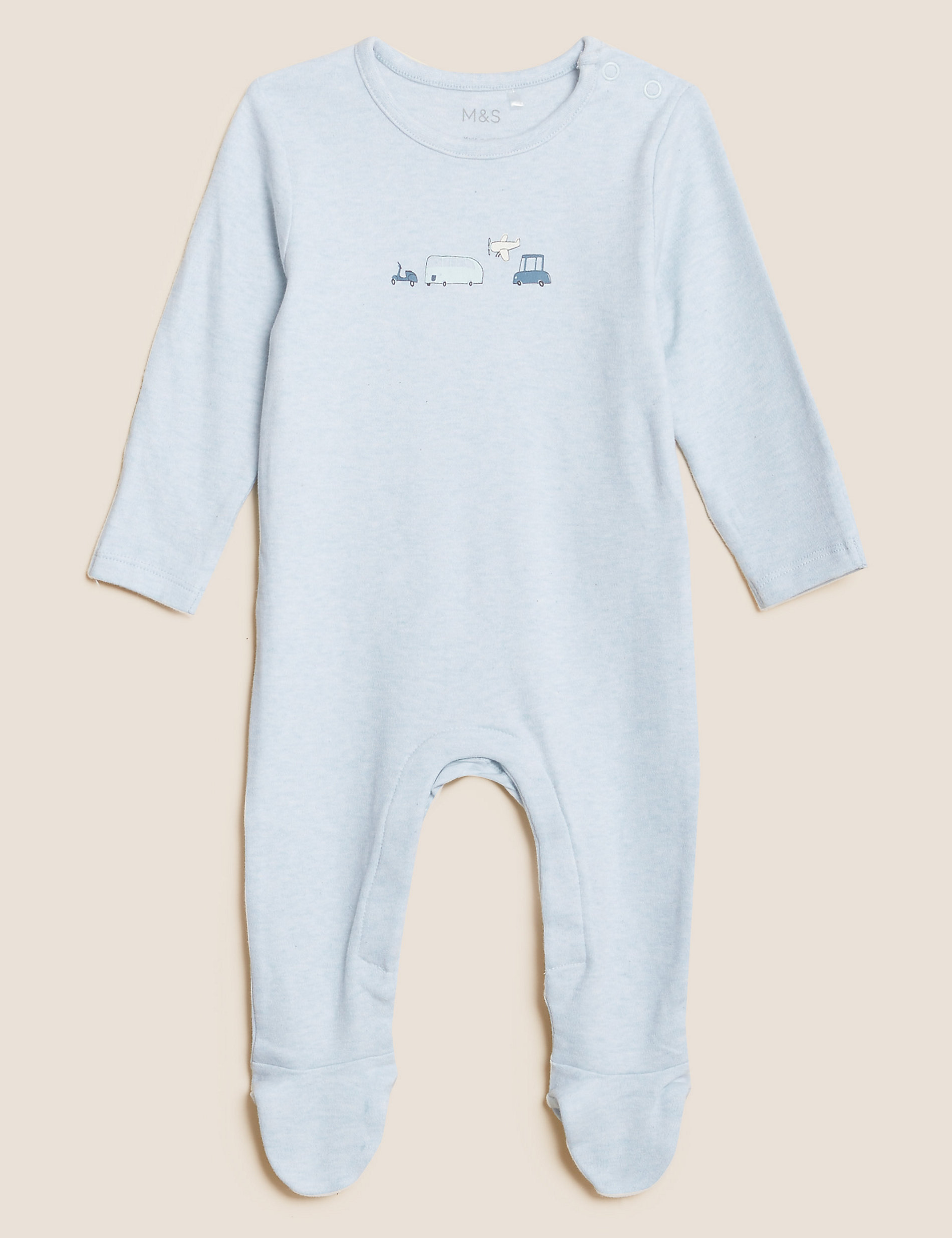 3pk Pure Cotton Transport Sleepsuits (61/2lbs - 3 Yrs)