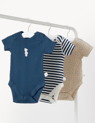 

M&S Collection Pack de 3 bodies de algodón estampados (6 1/2 lbs-3 años) - Navy, Navy