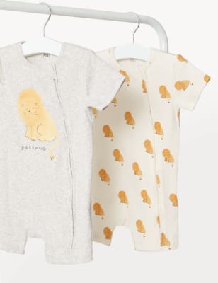 

Boys M&S Collection 2pk Cotton Rich Lion Rompers (6½lbs-3 Yrs) - Apricot Mix, Apricot Mix