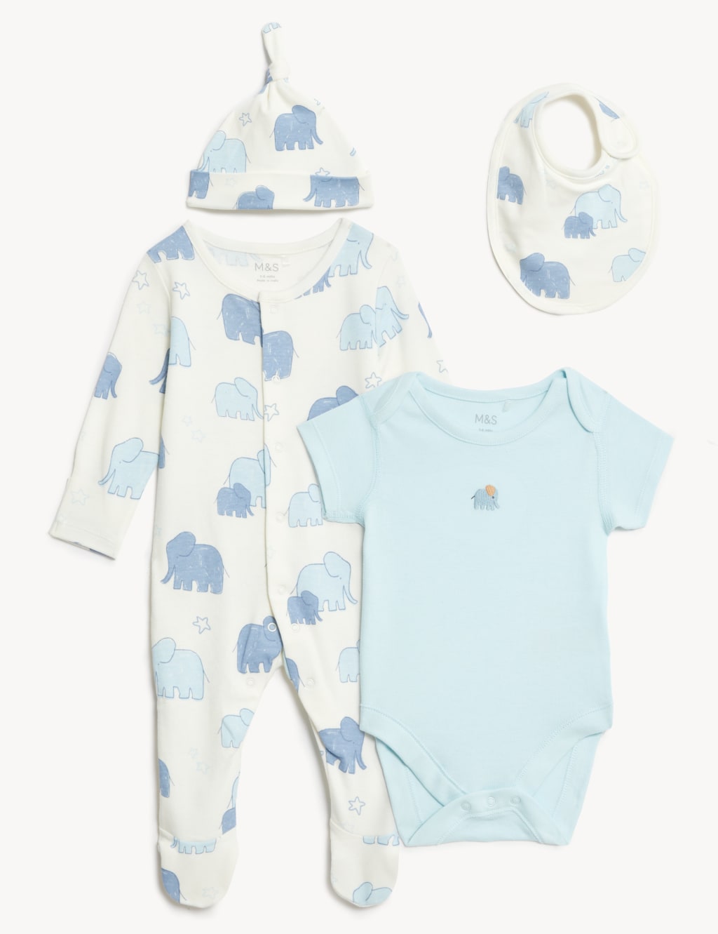 4pc Pure Cotton Elephant Starter Set (0-1 Yrs) image 1