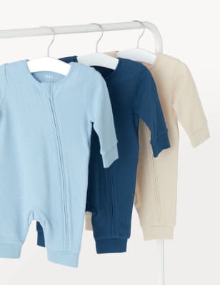 

M&S Collection 3er-Pack Schlafanzüge aus reiner Baumwolle mit Reißverschluss (2,9 kg-3 Jahre) - Multi, Multi