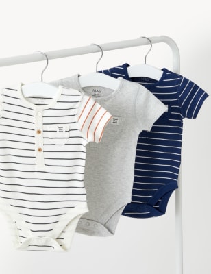 

Girls M&S Collection 3pk Pure Cotton Striped & Plain Bodysuits (6 1/2lbs-3 Yrs) - Grey Marl, Grey Marl