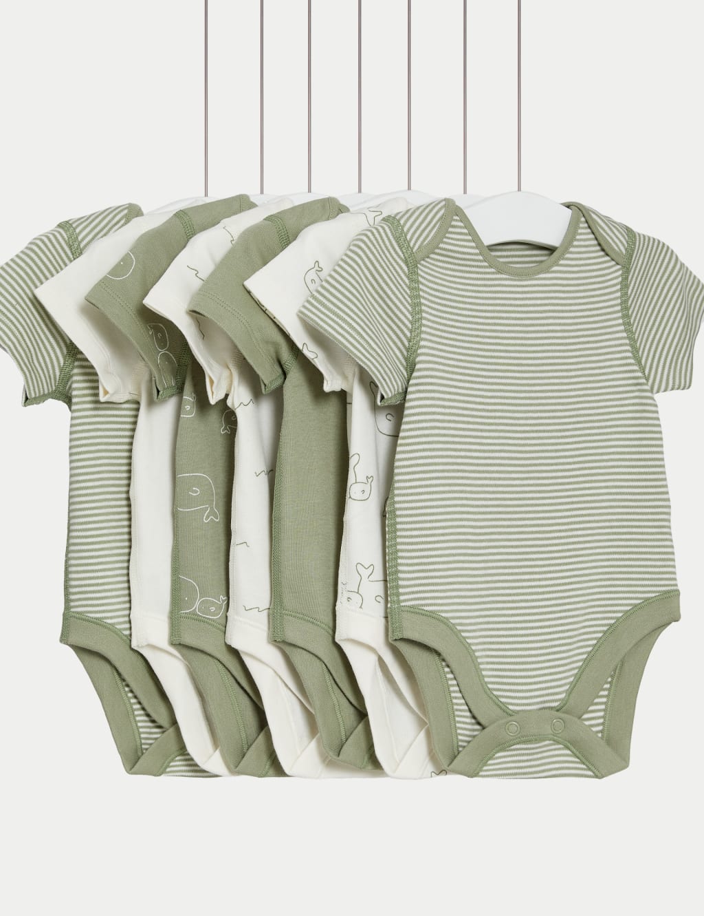 7pk Pure Cotton Patterned Bodysuits (0-36 Mths)