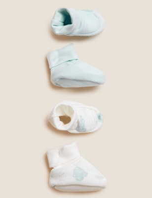2pk Pure Cotton Booties 0 12 Mths