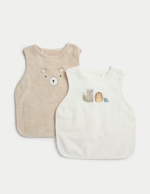 2pk Cotton Rich Animal Dribble Bibs (0-3 Yrs)